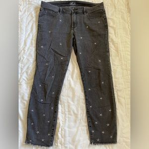 Abercrombie gray mid-rise super skinny ankle star jeans size 14